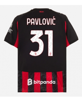 Billige Fotballdrakt AC Milan Strahinja Pavlovic #31 Replika Hjemmedrakt 2025-26 Kortermet Billige Fotballdrakt AC Milan Strahinja Pavlovic #31 Replika Hjemmedrakt 2025-26 Kortermet